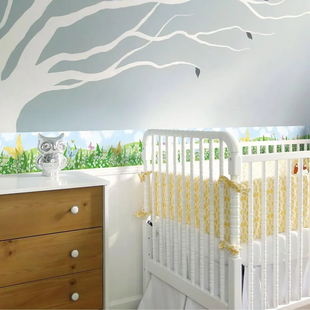 Wallpaper Borders Blue Sky White Clouds Butterflies Wallpaper Borders Removable